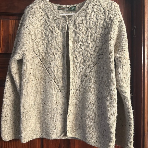 Gray Textured Women's Wool Blend Vintage Cardigan - Picture 1 of 4
